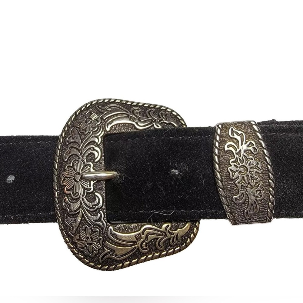 Free People Black Rock Belt Suede Western Cowgirl - size M/L